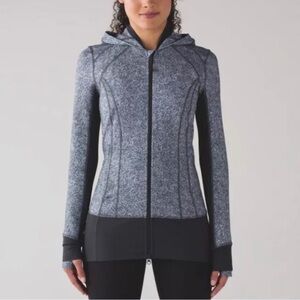 Lululemon Daily Practice Jacket Rio Mist White Black / Deep Coal size 6